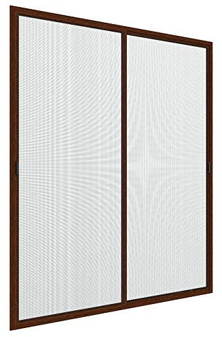 Zanzanet Zanzariera laterale orizzontale doppia spessore 17mm su misura scorrevole 2 pannelli rigidi per finestra giardino balcone personalizzabile 13 colori 2 reti Made in Italy Noce Scuro