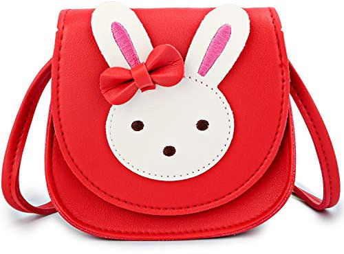 KEREDA Kinder Umhängetasche Mädchen, Niedlicher Hase CrossBody Tasche, PU Leder Prinzessin Mini Handtasche 2-8 Jahre