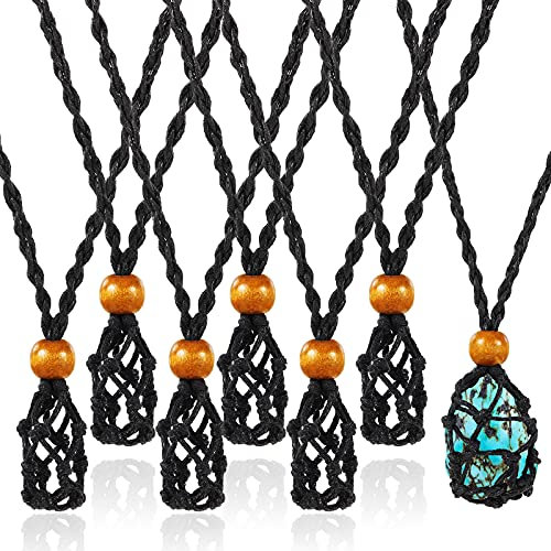 6 Pieces Necklace Cord Empty Stone Holder Empty Necklace Holder Quartz Crystal Raw Stone Necklace Cord Replacement Necklace Rope with Adjustable Length for DIY Jewelry Making, Stone, 1