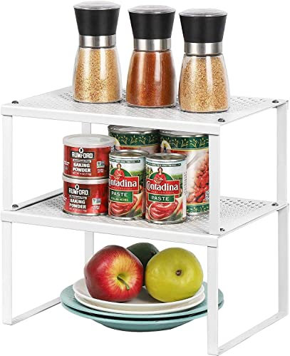 LIANTRAL Estante de Almacenamiento en Armario de Cocina, Organizador Extensible apilable, estantes de Cocina en el Armario, encimeras, solución de Almacenamiento para Cocina, baño, Juego de 2