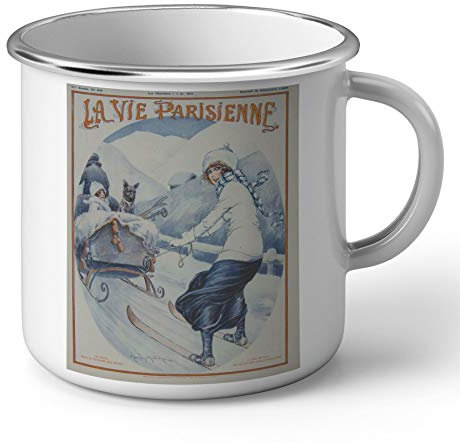 Tasse, emailliert, Metall, Magazin, Retro La Vie Parisienne, Eiskönigin, Magazin, Vintage, 1923