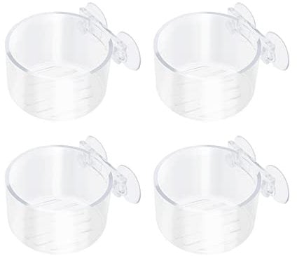 EMSea 4 Stücke Aquarium Rote Würmer Fütterung Schwimmend Blutwürmer Fütterung Tasse Muster Kegel Fütterung Werkzeug aus Acryl für Fisch Garnele Fischtank Transparent