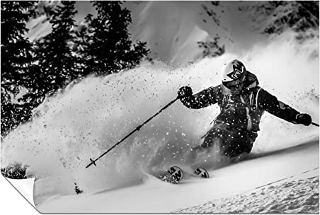 Panther Print Fine Art Prints Skiing on Snowy Mountain Slope Artistic Unframed Poster, Pictures for Home Walls, Bedroom, Living Room & Bathroom Decor 46x31cm (18x12in)