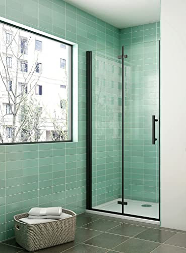 Acezanble Duschtür 110x195cm Duschabtrennung Nischentür Falttür 6mm Nano Glas,Höhe 195cm