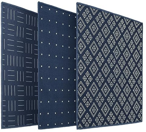 Chiffons en microfibres dans différentes combinaisons/lingettes lunettes/chiffons de nettoyage de lunettes avec motif (Paquet de 3, 20 x 20 cm, Geo)