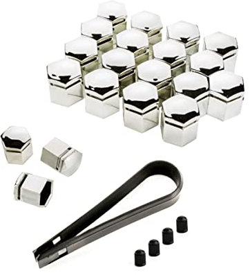 LST 20x Radschraube Abdeckkappen Sechskant Felgen Kappen Set 17 mm chromfarben