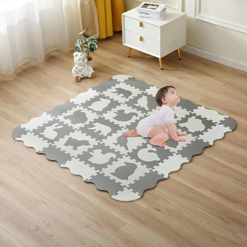 INTOMENG Dalle Mousse BéBé Tapis Puzzle Bebe Tapis en Mousse pour BéBé EVA 142x142x1cm Animaux De La ForêT ThèMes Tapis De Sol ImperméAble Cadeau Anniversaire Naissance DD11