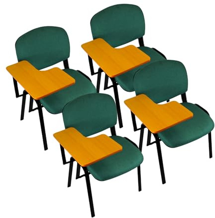 Meta Office Heavy Duty Stackable Guest & Reception, Office Chairs for home, Black Frame (4, Green with Tablet)