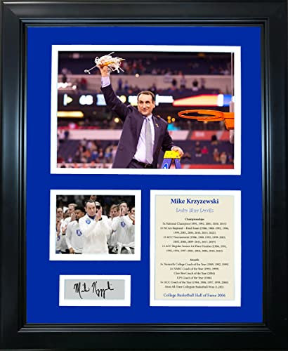 Gerahmte Fotocollage von Mike Krzyzewski Coach K Hall of Fame Duke Blue Devils Facsimile, lasergraviert, Signatur, Auto, NCAA Basketball, 30,5 x 38,1 cm