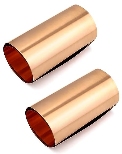 QWORK® 2 Rollos Lámina de Cobre de corte 99.9% - 0,1mm x 20cm x 1M