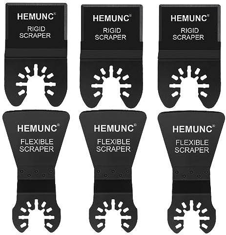 HEMUNC 6 Oscillating Tool Scraper Blades Flexible Rigid Scraper Blade, for Removal of Caulk,Vinyl Flooring,Paint,Carpet,Tile Adhesives