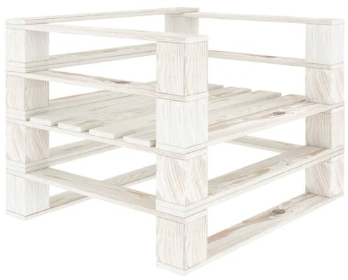 vidaXL Gartensessel aus Paletten aus Holz, Weiß