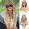 EMMOR Long Ombre Light Mixed Blonde Wigs for Women Straight Synthetic Layered Wig with Fringe(26 Ombre Light Blonde)