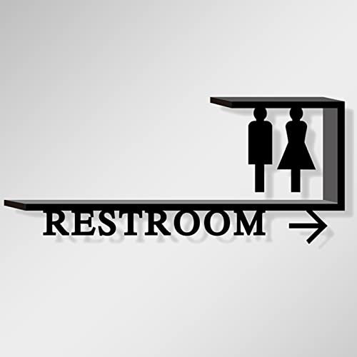 Toiletten-Wegweiser, Herren- und Damen-Toilettenschild mit Pfeil, Acryl-Badezimmerschild-Dekoration, für Büro-Toilettenwand (B)