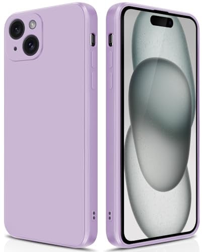 GiiYoon Case Compatible with iPhone 15 Plus, Silky-Soft Touch Full-Body Protective Phone Silicone Case, Shockproof Cover with Microfiber Lining, Purple
