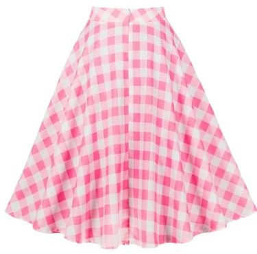 Jupe trapèze Rose Taille Haute pour l'été, imprimé écossais, Douce, Ligne A, Pinup, rétro, Vintage, Rockabilly, -3-XXL