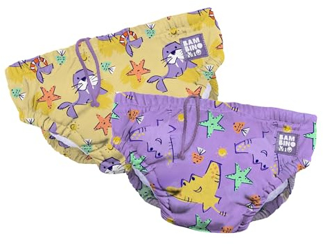 Bambino Mio 2 Reusable Swim Nappies (7-9 kg) Age 6-12 Months | OEKO-TEX Standard 100 Snug fit to help catch poo - Lightweight, quick-drying - Stretchy waistband - Comfortable, soft fabrics