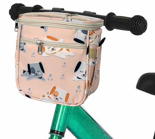Zkixuiwi Kinder-Fahrradkorb, Fahrrad-Lenkertasche, Organizer, Kinder-Vorderrad-Dekoration, Zubehör für Mädchen und Jungen, Kinder-Fahrradtasche passt für Laufrad, Dreirad, Roller (Welpe)