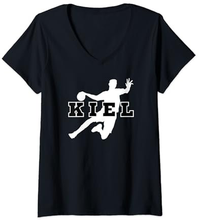 Kiel Handball Mannschaft Verein Fan Schleswig-Holstein weiss T-Shirt mit V-Ausschnitt