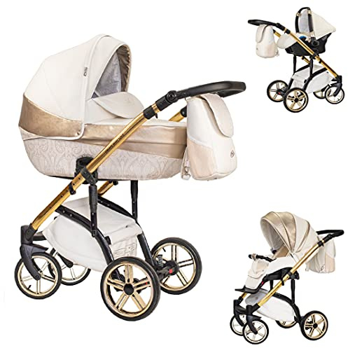 Kinderwagen-Set 4 in 1 Vip Lux inkl. Sportsitz und Autositz - 12 Teile - in 18 Farben