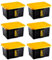 AC - Pack de 6 Cajas de almacenaje apilable con Tapa, plástico, cajón Multiusos, ordenación, Herramientas, hogar, Fabricada en España (Amarillo y Negro - 17 litros - 39,5 x 31,5 x 22 cm)