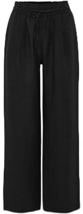 OPUS Damen Wide Leg Pants | Leinenhose MAROU Black, 42