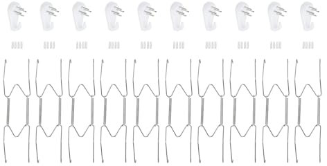 sourcing map 10Pcs Plate Hanger, 8 Inch Stainless Steel Invisible Wall Plate Hangers with 10Pcs Wall Hooks for Decorative Plates, Silver