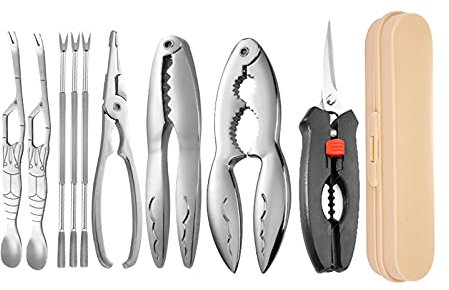 Juego de herramientas para mariscos Juego de herramientas para mariscos de acero inoxidable de 9 piezas Herramienta profesional para comer todo tipo de mariscos Cangrejo Langosta Galletas y picos He