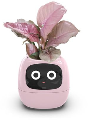 TPHRAVAL Intelligent flower pot, electronic bud, maintenance plant assistant, fun interactive flower pot, indoor green planting monitoring, LCD screen display, cell phone APP connection (Pink)