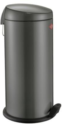 Wesco klassischer Tretabfallsammler CAPBOY MAXI in der Farbe graphit, pulverbeschichtetes Stahlblech, Metalleinsatz aus 22 Liter Volumen, Kunststoff-Fußtritt