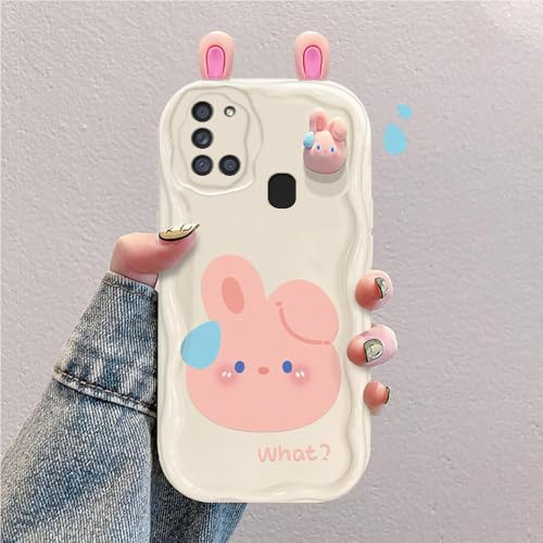 hdqICase Etui 3D Cartoon Compatible avec Samsung Galaxy A21s, | Coque Silicone Antichoc avec Mignons Ours,Lapins et Grenouilles