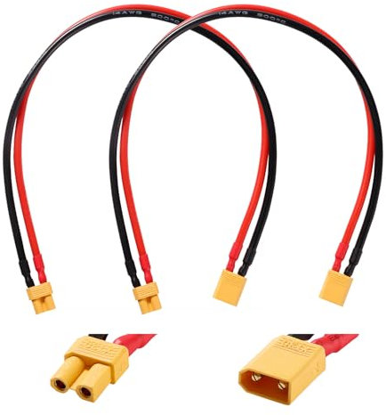 YIXISI 2 Stücke XT30 Verlängerungskabel, XT30 Stecker auf XT30 Buchse Adapter mit 30cm 14AWG Silikondraht, XT30 Adapter Verlängerungskabel, für RC Lipo Akku FPV Drone