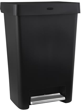 Rubbermaid Step-On Küchenabfalleimer mit Deckel, 13 Gallonen, schwarz, Müllbehälter für Zuhause/Küche/Wohnung/Garage