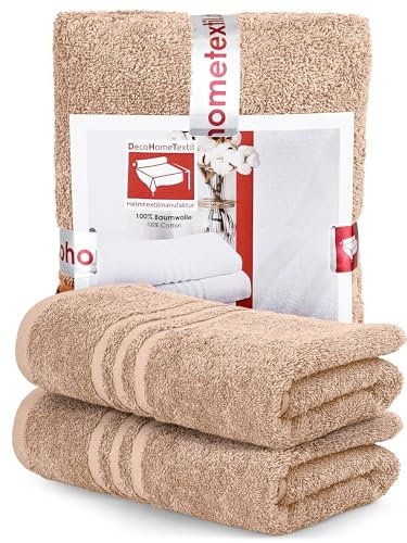 DecoHomeTextil Handtuch-Set 2 Handtücher 50 x 100 cm in Beige aus 100% Baumwolle, hochwertig, kuschelweich und saugstark