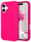 DOMAVER iPhone 16 Coque, Silicone iPhone 16 Liquide Case, Souple Etui Anti-Rayures Antichoc Housse Protection Doublure Microfibre, Coque Téléphone iPhone 16 Fin, Rose Fluo