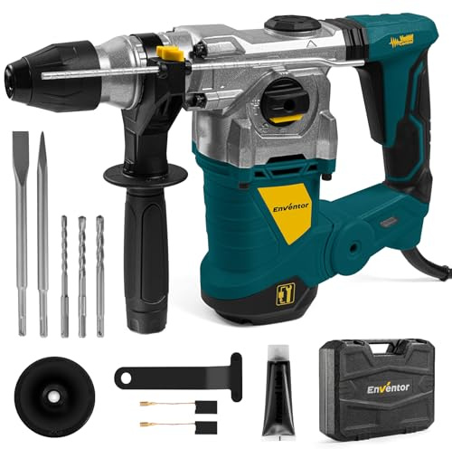 Enventor Rotary Hammer Drill with Safety Clutch, 13 A, 1-1/4 Inch SDS-Plus