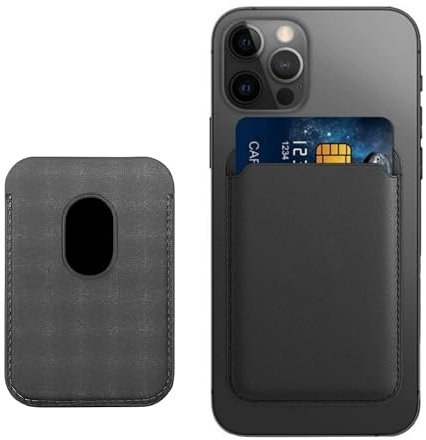 UYGTHI Mag-Safe Wallet Leather Compatible with iPhone 15/14/13/12 Mini/Plus/Pro/Max, RFID Card Holder with Magnetic Attachment (Black)