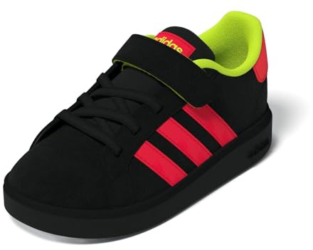 adidas Unisex Baby Grand Court 00s Shoes Infants, core Black/Lucid red/Lucid Lemon, 9 UK Child