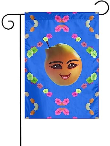 Bandiera da giardino stampata con motivo a pera gialla sorridente, 12x18 pollici, elegante bandiera da giardino verticale bifacciale, decorazione per tutte le stagioni