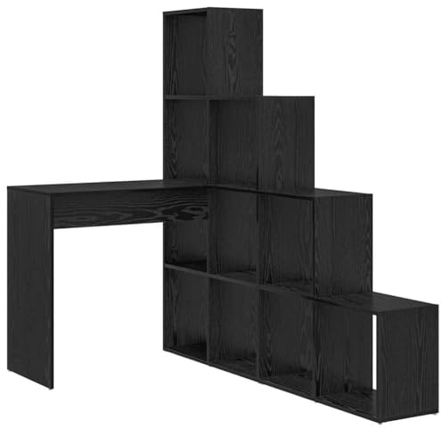 vidaXL L-Shaped Corner Desk for Your Home Office - Black Oak Study Table, 40 x 59 x 59 with Plenty of Storage Space, Easy to Clean