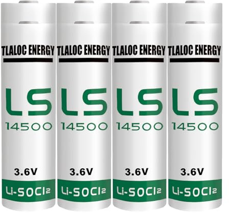 tlaloc energy ER14505 Battery for Water Electricity Gas Meter PLC Facility Equipment ER14505 AA 3.6V 2700mAh Lithium Battery Li-SOCL₂ Non-Rechargeable LS14500 Batteries（8 Pack）