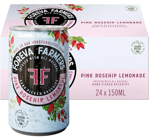 Foreva Farmers Pink Rosehip Lemonade (Pack of 24 Cans) Sustainably Curated, Low-Calorie Gin and Tonic Mixer - 150ml Cans
