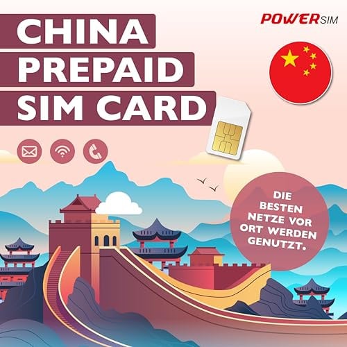 Power Sim China Daten SIM Karte, kein VPN nötig,uneingeschränkter Internetzugang für Google Whatsapp u.a. Bezahlfunktion wie Alipay möglich Aufladbar und wiederverwendbar. (20GB FBA)