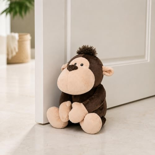 Monkey Door Stop Fabric Weighted – Cute Animal Door Stopper, Heavy Decorative Door Stop for Home, Kids Room & Nursery