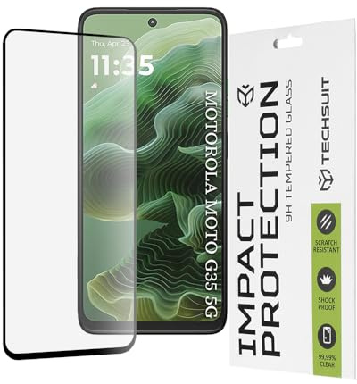 Techsuit Displayschutzfolie für Motorola Moto G35, Motorola Moto G56 Gehärtetes Glas mit 9H Härte, Vollständige Abdeckung, Stoßschutz, Oleophobe Beschichtung, Anti Fingerabdruck, Blasenfrei, 111D Full