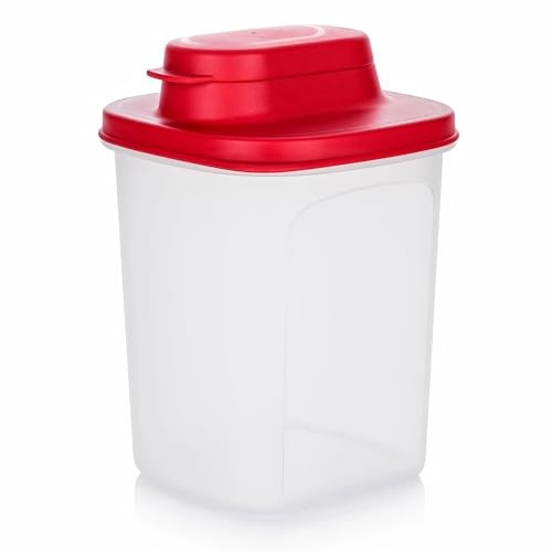 Tupperware Pichet Frigo 1L – Carafe Carrée Porte de Réfrigérateur – Couvercle Étanche avec Filtre à Fruits – Pour Eaux Aromatisées et Jus – Graduation Visible – Compatible Lave-vaisselle