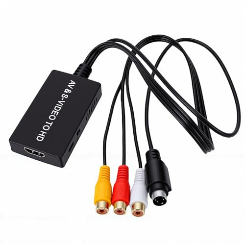 YUEHISY Convertitore da Svideo a HDMI, Plug and Play 1080P, Convertitore da AV a HDMI Composito CVBS per TV HD Monitor Lettori DVD
