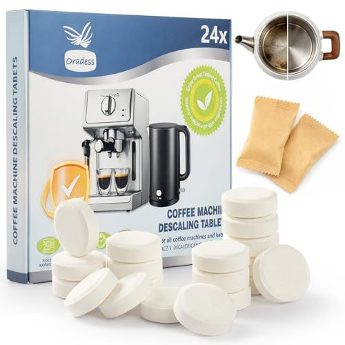 24 Pack Kettle Descaler Tablets, Citric Acid Limescale Remover for Kettles, Coffee Machines, Steam Irons & Shower Heads, Powerful Appliance Descaling Tablets, Individually Wrapped