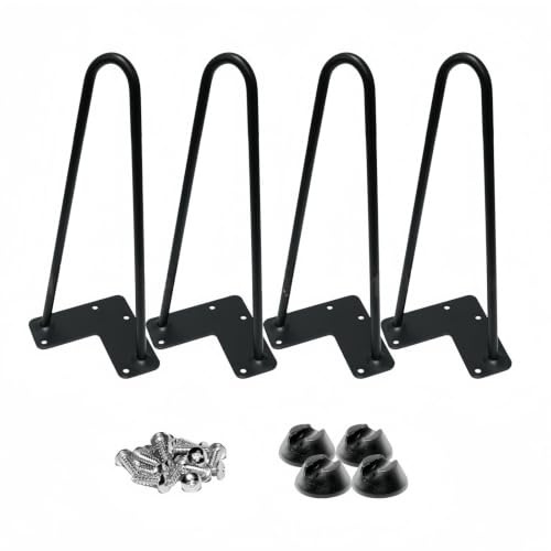 YOYUMI Pied de Meuble Pieds de Table en Fer forgé Massif Noir 10 cm | Idéal pour les tables à monter soi-même, facile à démonter, design unique