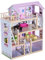 HOMCOM Puppenhaus aus Holz Puppenvilla für Kinder ab 3 Jahren Puppenstube Dollhouse 4 Etagen mit Möbel und Zubehör Spielzeug 60 x 30 x 80 cm